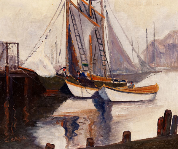 Walter Elmer Schofield: [Harbor Scene] (Undated) Oil on canvas