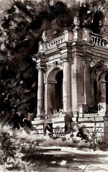 William J. Zeigler: Belvedere, Whitemarsh Hall (Undated) Ink wash on paper