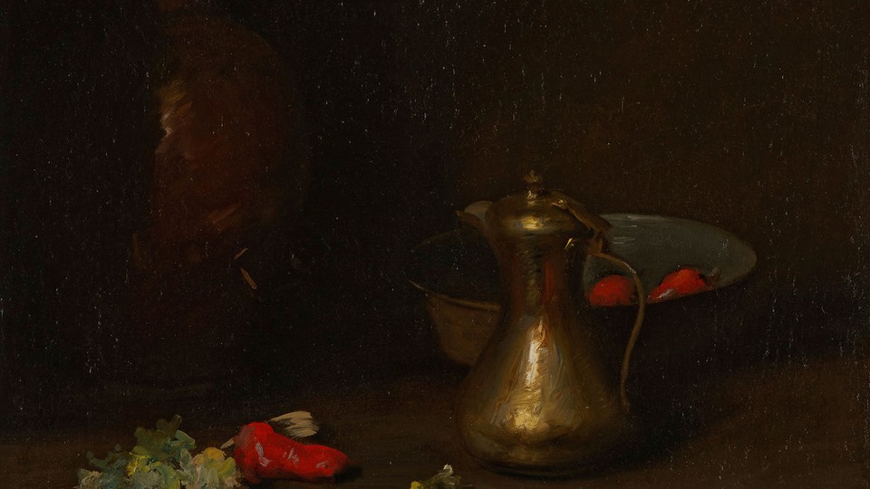Still Life with Brass Coffee Pot, Bowl, Celery and Red Peppers