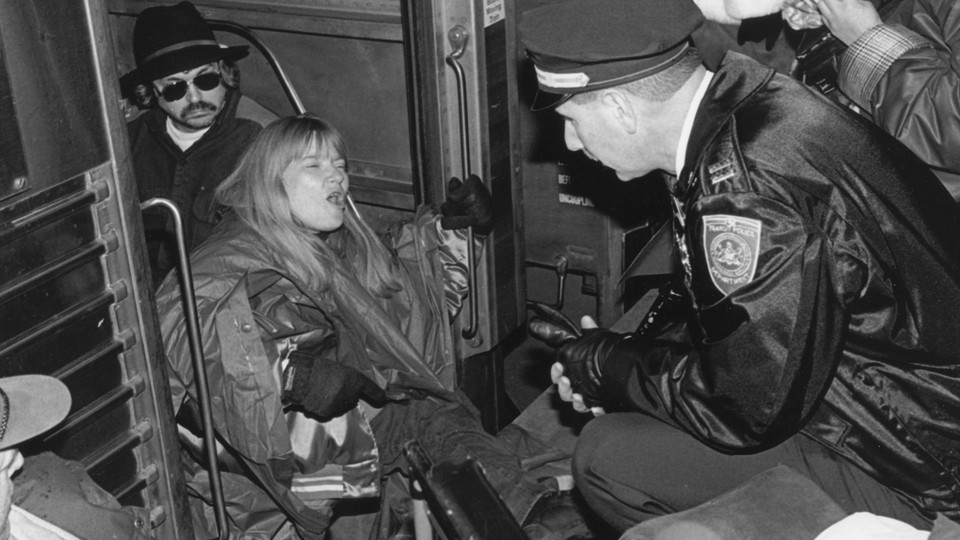 Cassie James of Disabled in Action Protesting the Lack of Maintenance in Public Transit System, Philadelphia, 1997