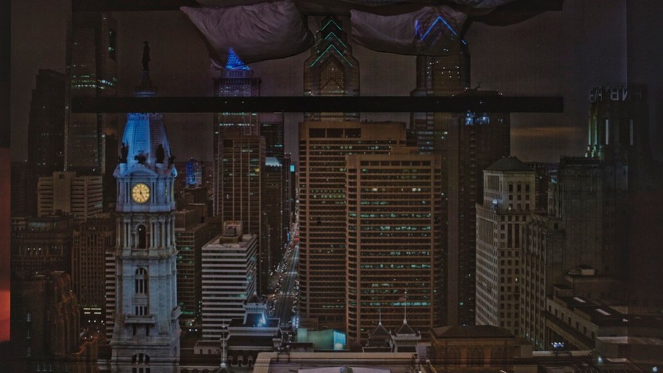 Camera Obscura: Night View Philadelphia from Loews Hotel Room 3013 with Upside Down Bed