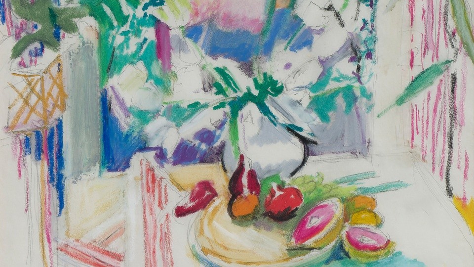 Still Life with a Matisse Landscape Poster
