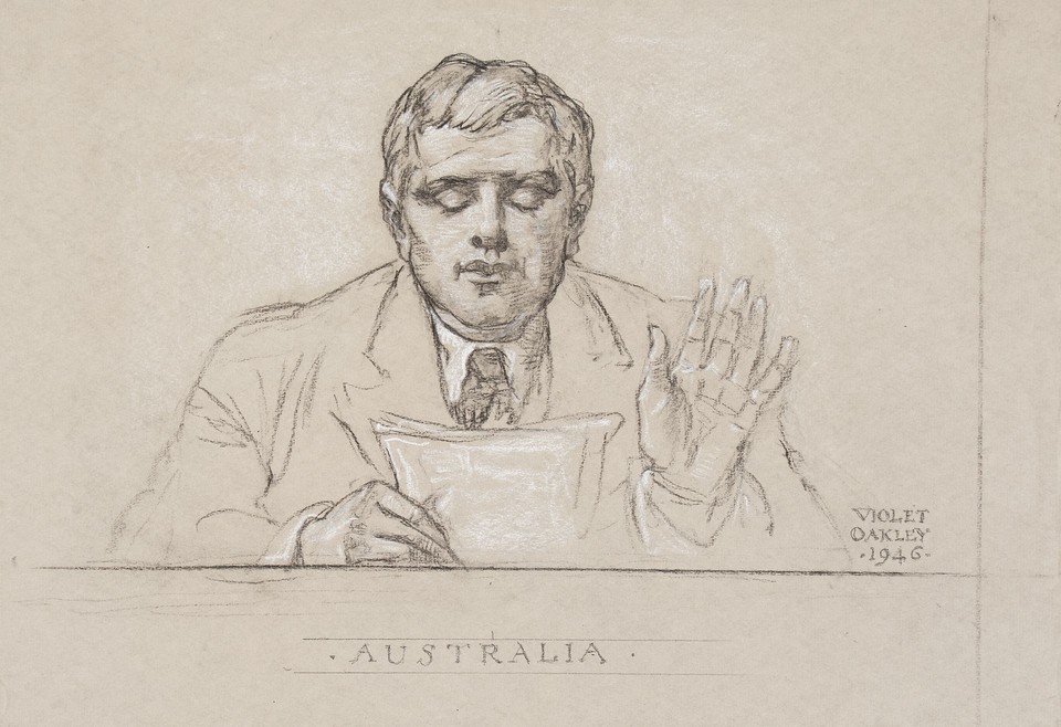 Portrait study of Dr. Herbert Vere Evatt, head of the Austra ... Image 1