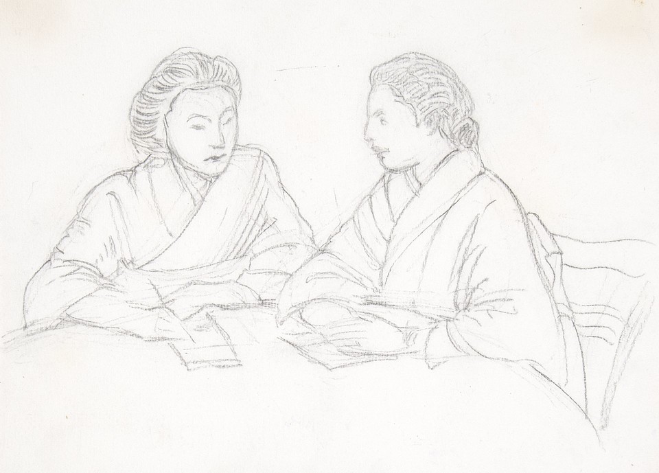 &quot;Two Little Ladies from Japan,&quot; Portrait study of Mrs. ... Image 1