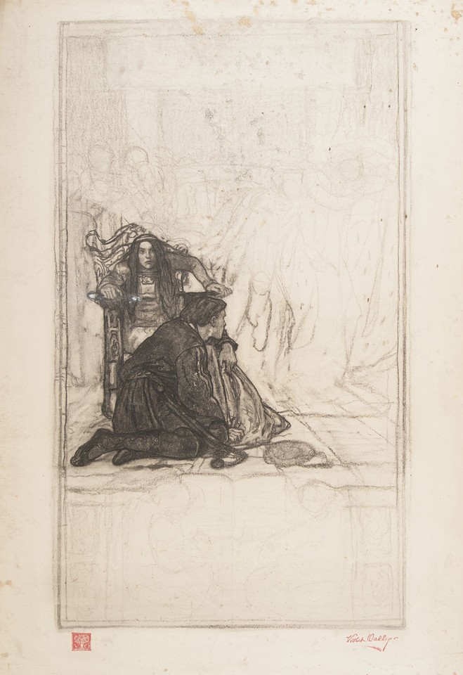 Study for Ophelia and Hamlet, &quot;Hamlet&quot; stained glass window, ... Image 1