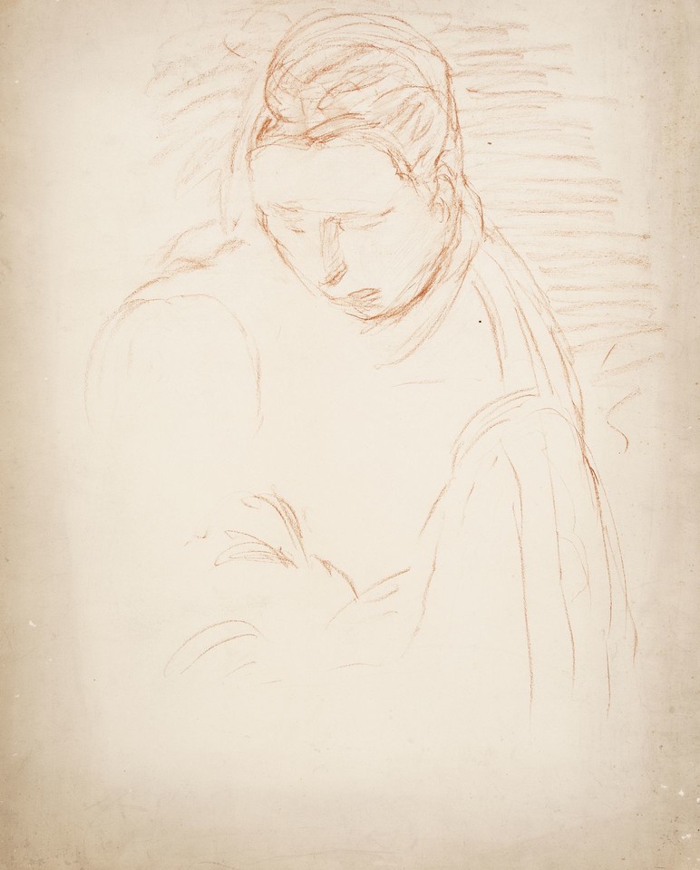 Sketch for a mother and child, possibly for an unidentified  ... Image 1
