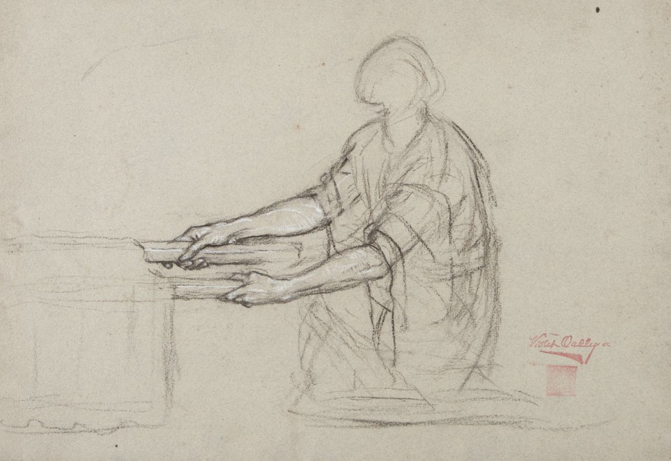 Study for right stretcher bearer, &quot;Widow of Nain&quot; World War ... Image 1