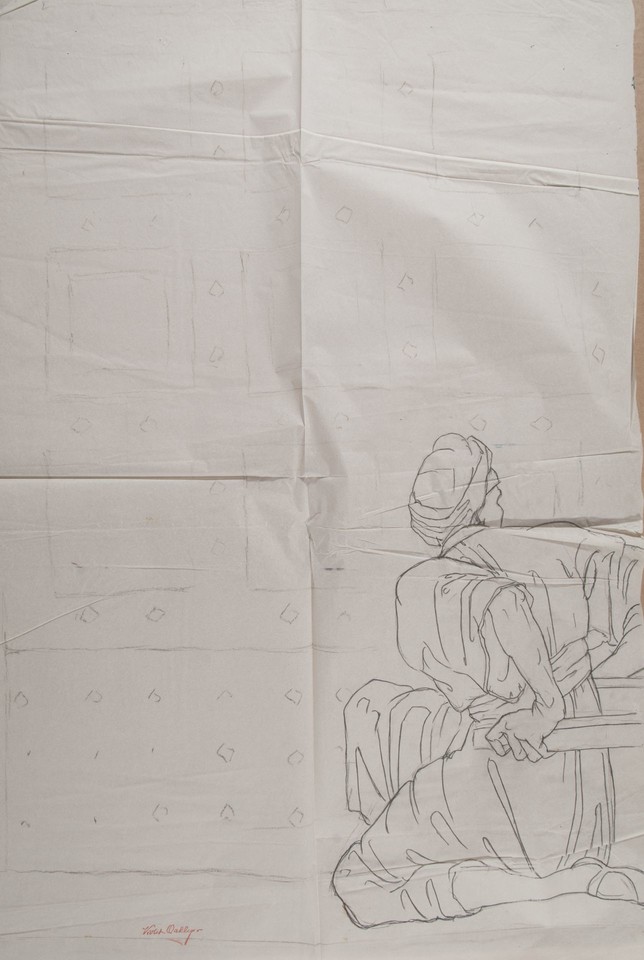 Study for left stretcher bearer, &quot;Widow of Nain&quot; World War ... Image 1