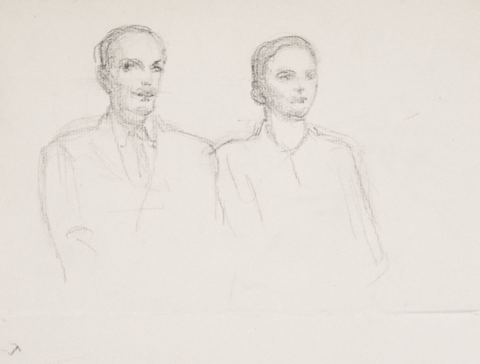 Portrait study of unidentified man and woman, at the 1949 Wo ... Image 1
