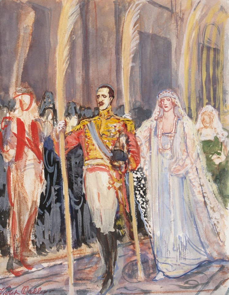 Study of King Alfonso XIII of Spain and Queen , Palm Sunday  ... Image 1