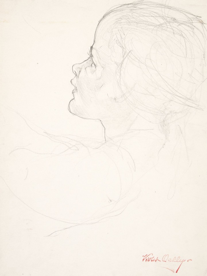Portrait head study of unidentified child in profile Image 1
