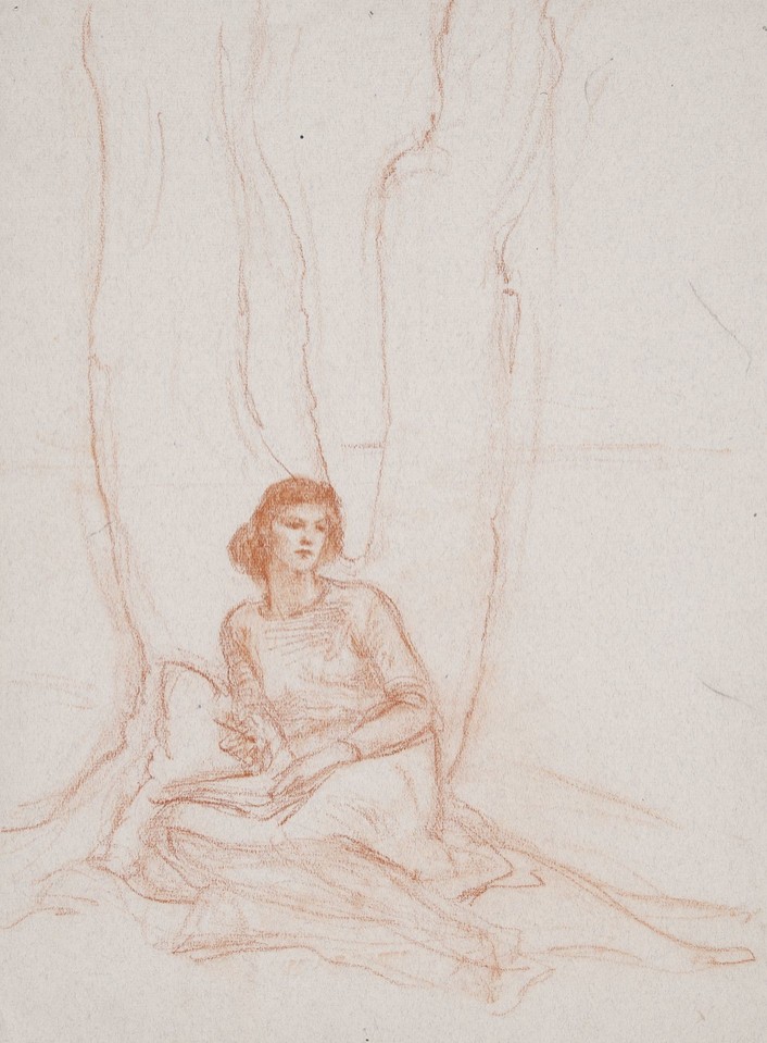 Portrait study of unidentified woman seated at the foot of ... Image 1