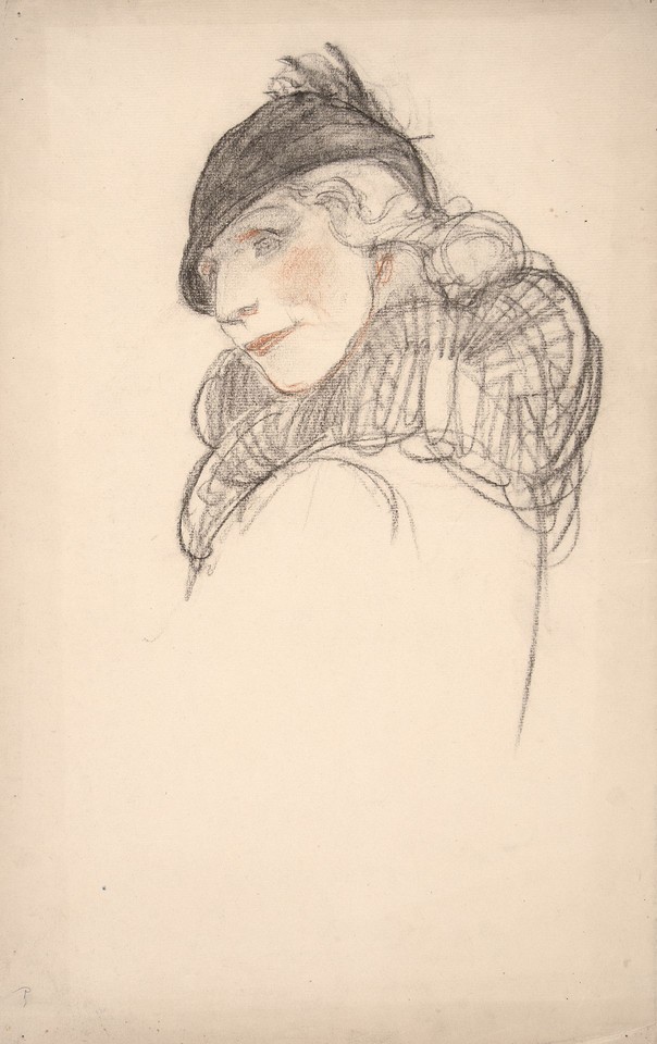 Bust portrait study of unidentified woman wearing hat and ... Image 1