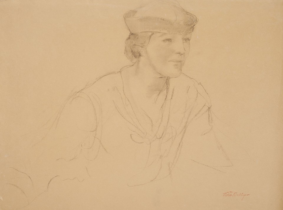 Bust portrait study of unidentified woman wearing cap Image 1