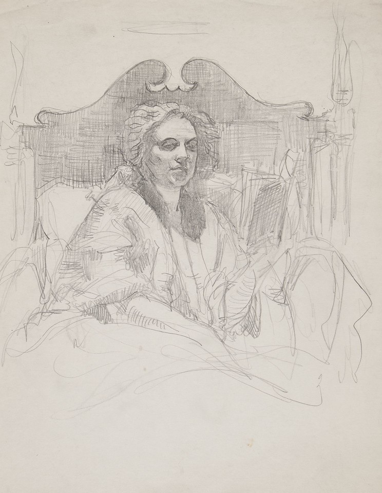 Portrait study of unidentified woman reading in bed Image 1