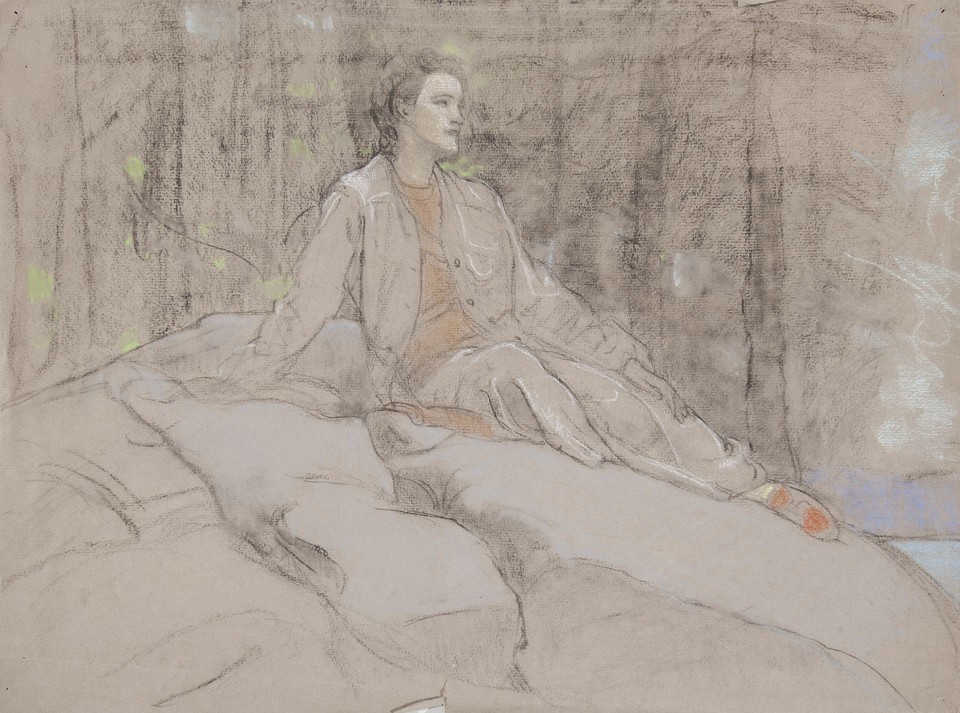 Portrait study of woman seated on rocks (possibly friend at ... Image 1