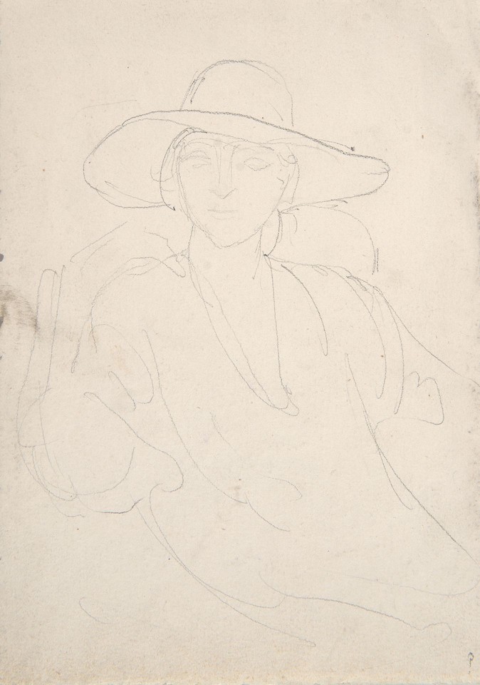 Portrait study of unidentified woman wearing wide-brimmed ... Image 1