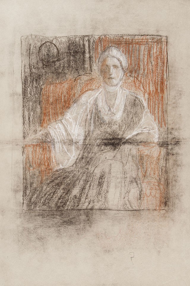 Portrait study of unidentified woman seated in wingback ... Image 1