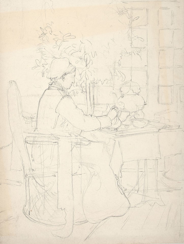 Portrait study of woman seated at table on patio (possibly ... Image 1