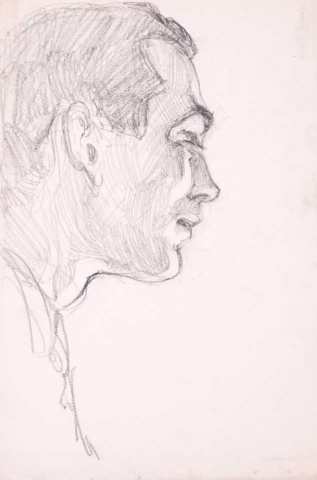 Portrait head study of unidentified man in profile Image 1