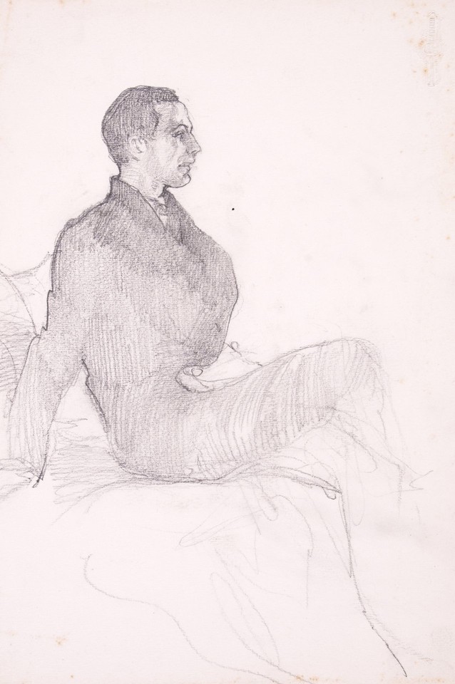 Portrait study of unidentified man seated in profile Image 1