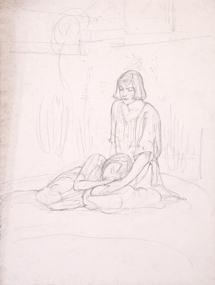 Portrait study of two unidentified girls outdoors, with ... Image 1