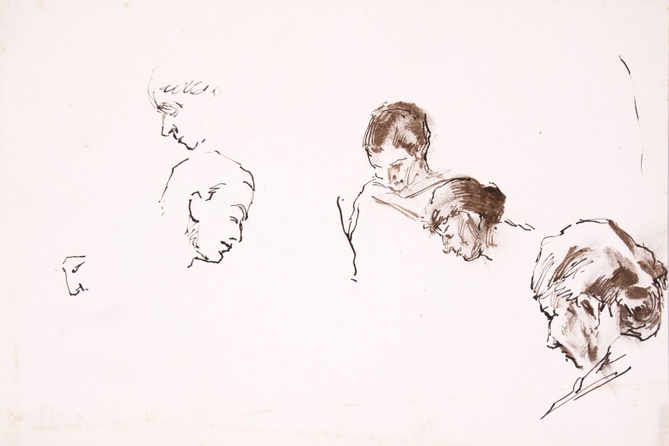 Portrait head studies of unidentified man and woman Image 1