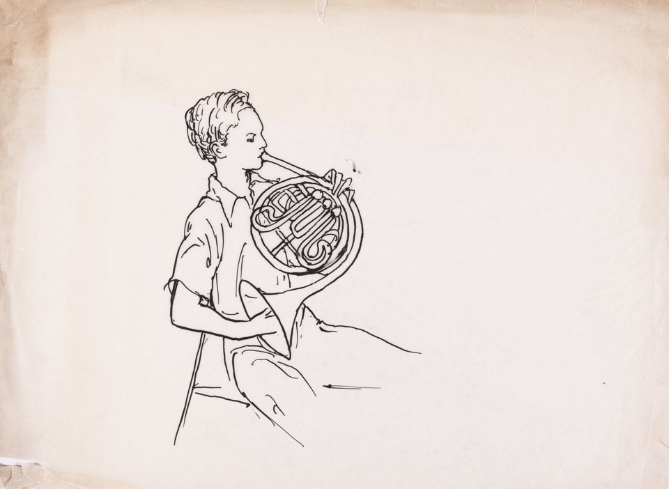 Portrait study of Jimmy Devereux playing the french horn Image 1