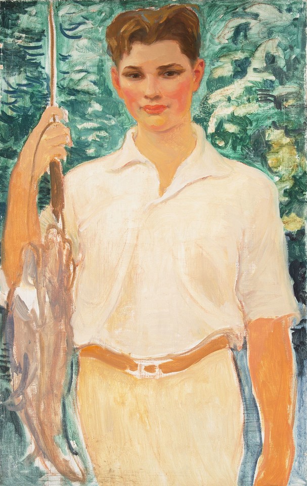 Portrait study of boy with fish Image 1