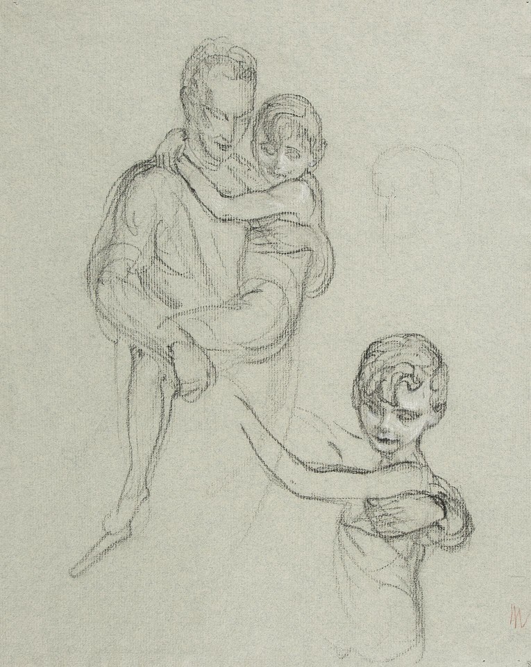 Study of man carrying boy and detail of boy Image 1