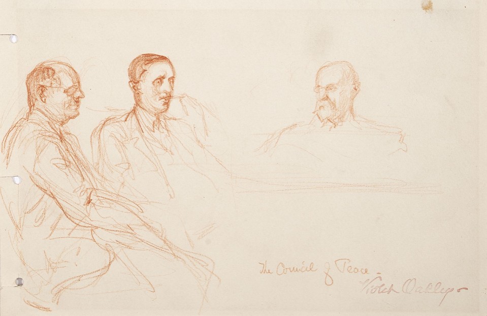 The Council of Peace: portrait study of three seated men at ... Image 1