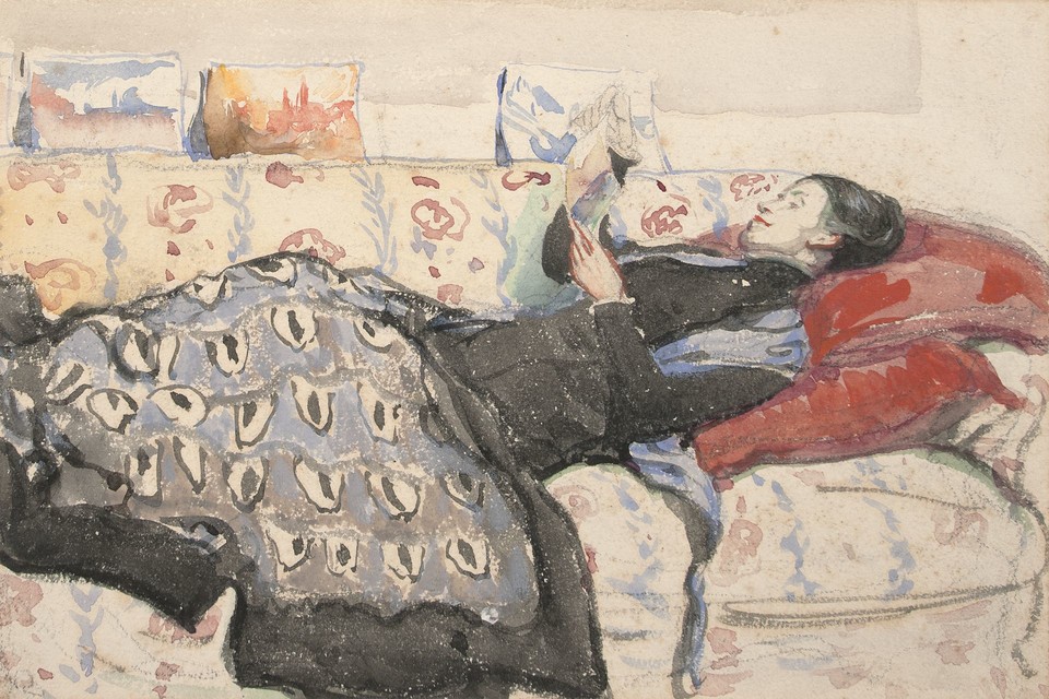 Portrait study of a woman reclining on a divan Image 1