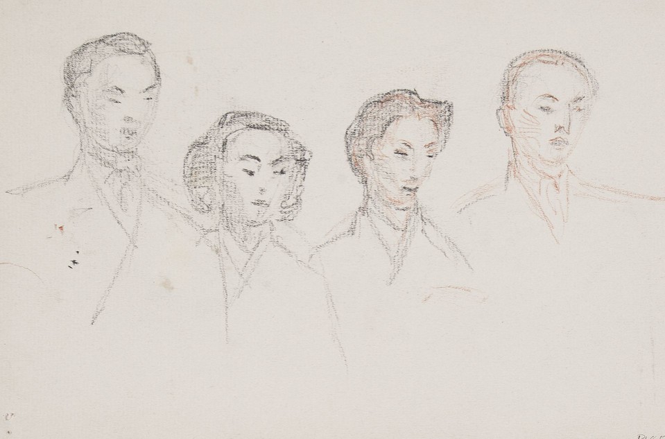 Unidentified group portrait study of two women and two men, ... Image 1