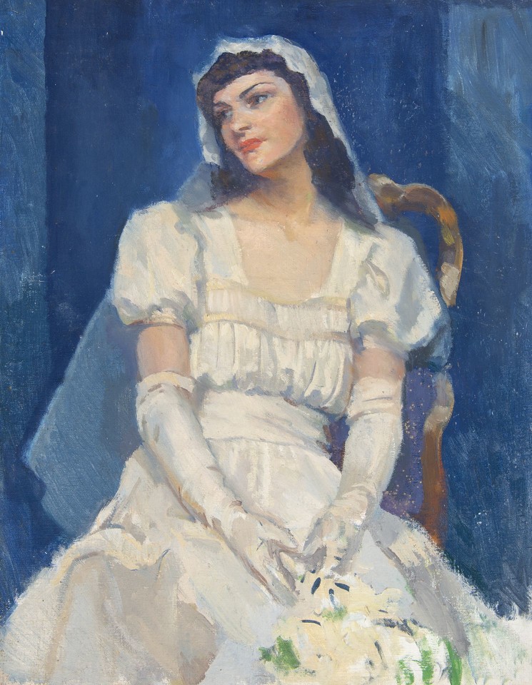 Portrait study of Katharine Minehart as a bride (Mrs. ... Image 1