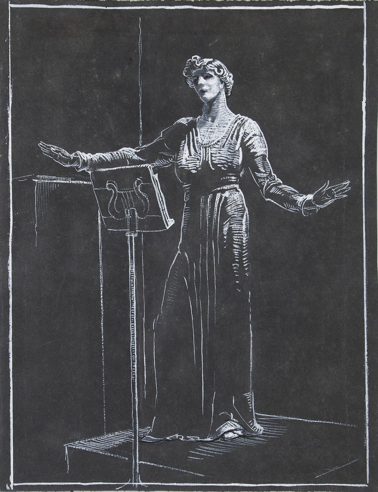 Full-length portrait study of Louise Homer singing behind ... Image 1