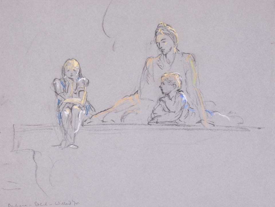 Group portrait study of Barbara, Ethel and Willard Emerson, ... Image 1