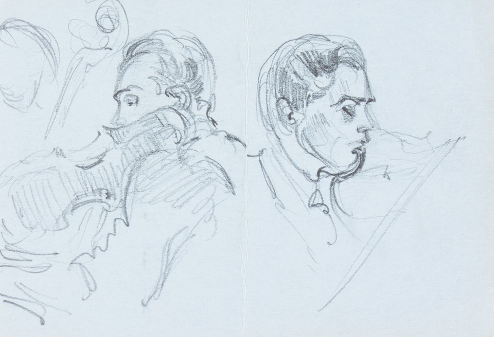 Portrait head studies of Amedée Vergnaud, violist, Mozart ... Image 1