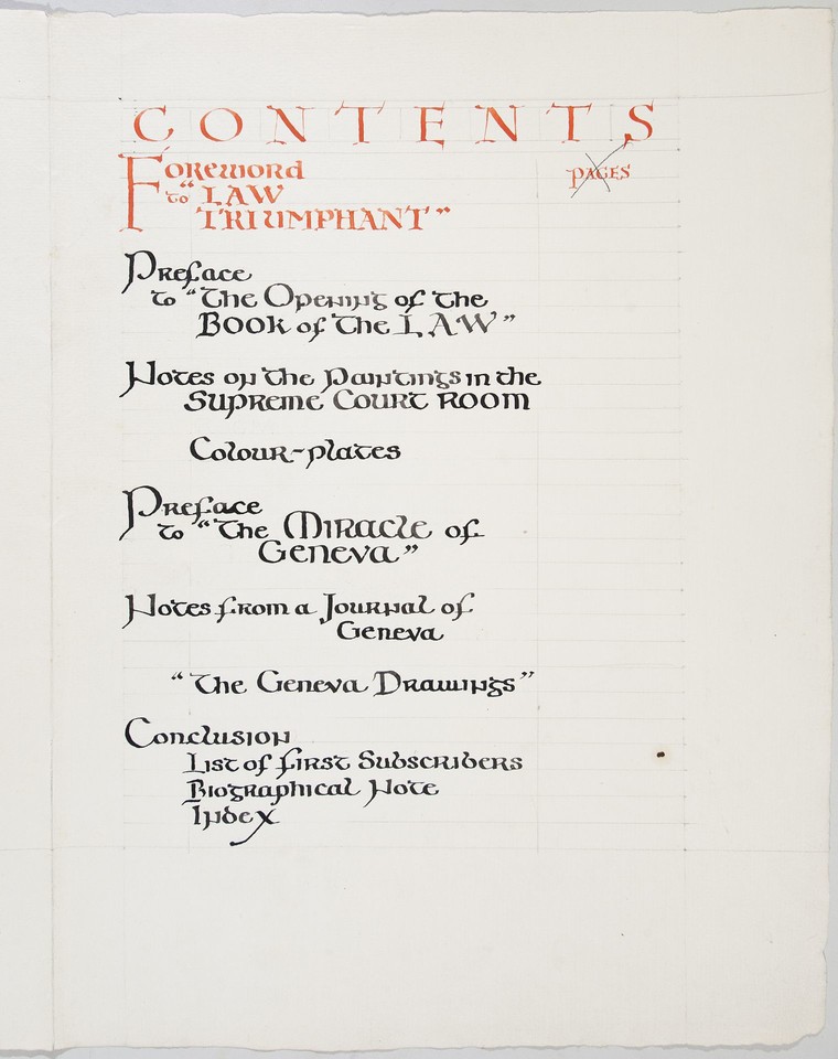 Illuminated text study of Page Contents page for Law Triumph ... Image 1
