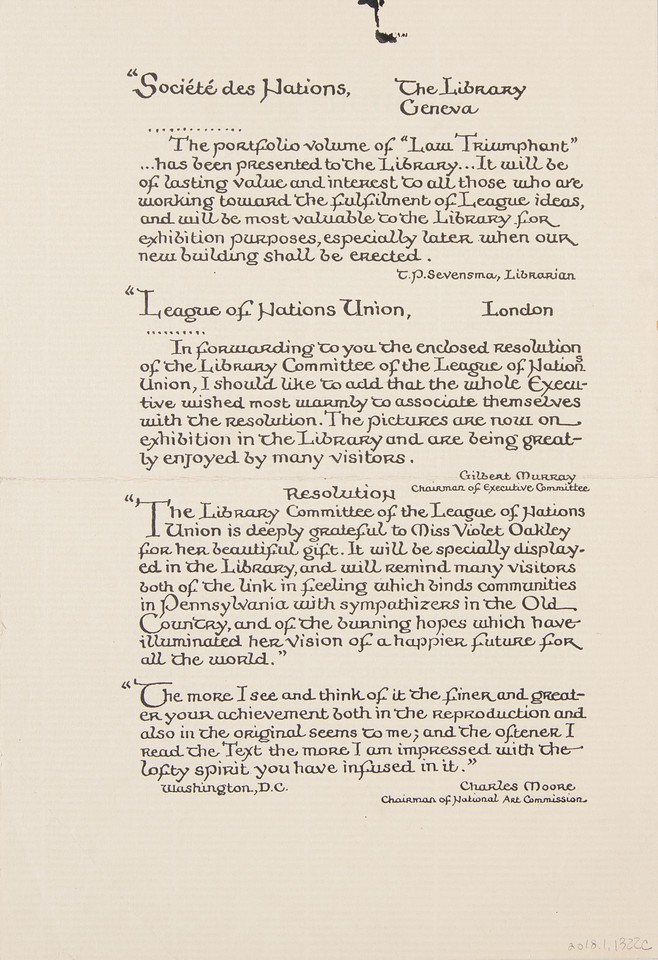 Back cover of brochure for Law Triumphant: The Opening of ... Image 1