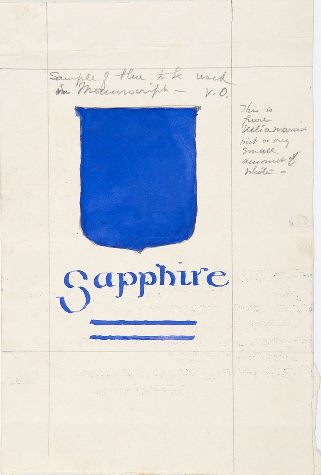 Illustration of shield and &quot;sapphire&quot; sample of blue to be u ... Image 1