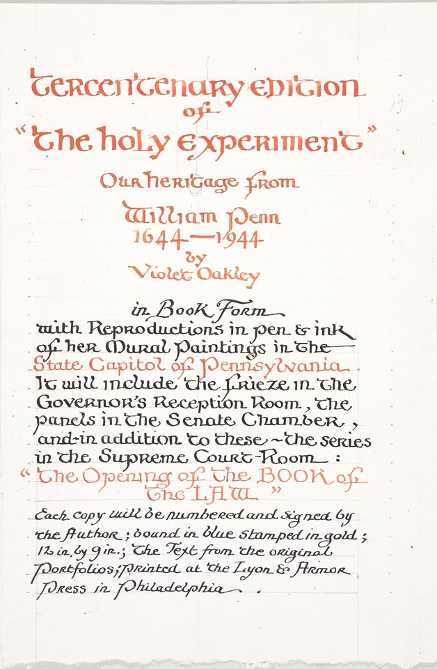 Mock-up of prospectus for The Holy Experiment: Our Heritage  ... Image 1