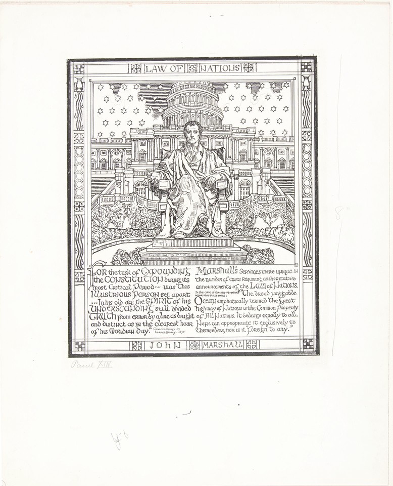 Illustration of &quot;Court of the Nation&quot; mural in the Supreme C ... Image 1