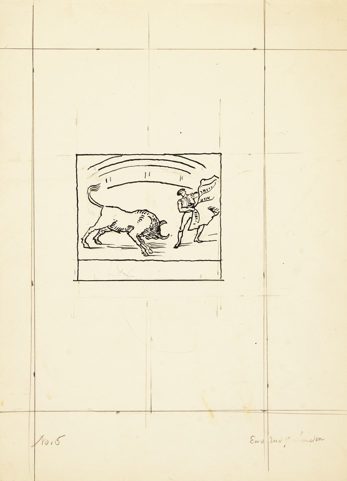 Illustration study of Page &quot;The Bull-Ring&quot; for Cathedral of  ... Image 1