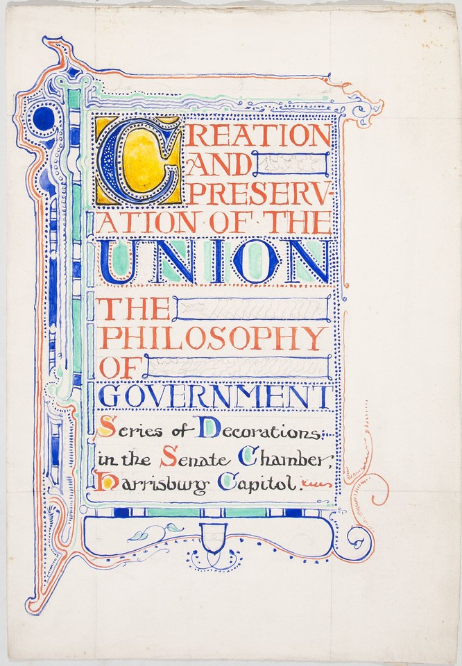 Illuminated text study of cover page for Creation and Preser ... Image 1