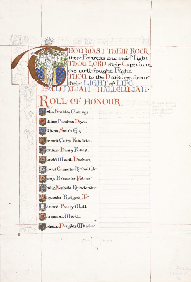 Illuminated text study for WWI Roll of Honour, St. George's  ... Image 1