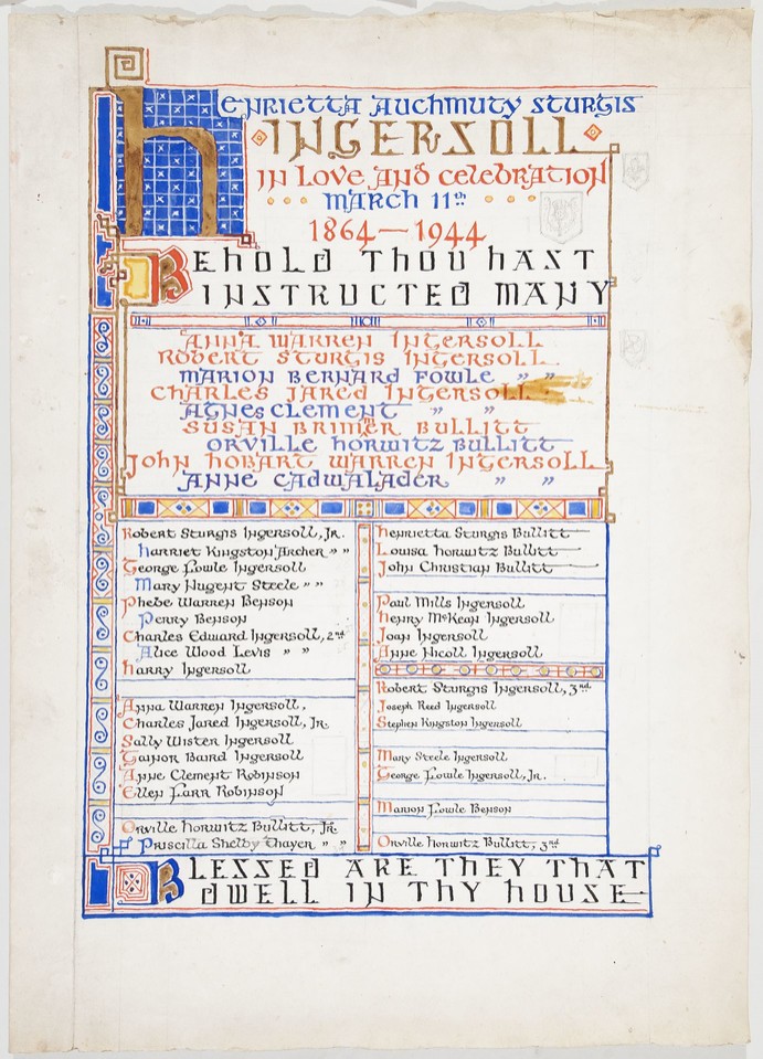 Illuminated text study for recording of descendants of Henri ... Image 1