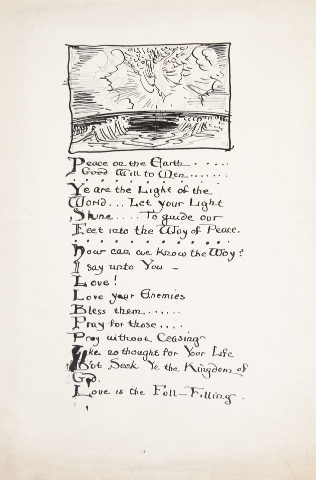 Illuminated text study for &quot;Peace on the Earth&quot; Christmas ca ... Image 1