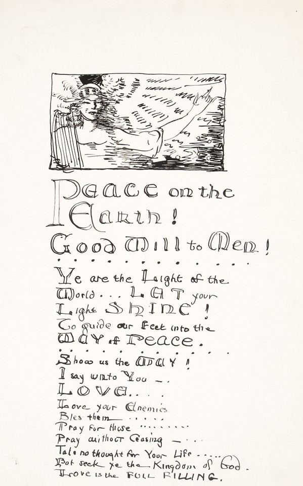 Illuminated text study for &quot;Peace on the Earth&quot; Christmas ca ... Image 1