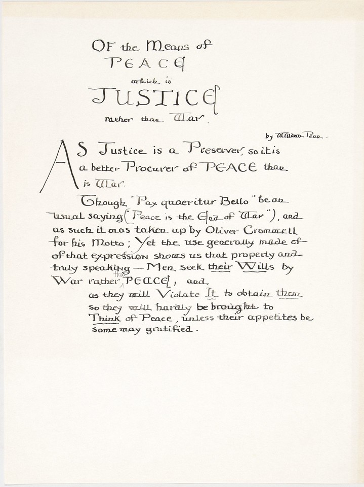 Illuminated text study for &quot;Of the Means of Peace which is ... Image 1