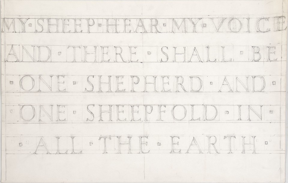 Illuminated text study for inscription &quot;My sheep hear my voi ... Image 1